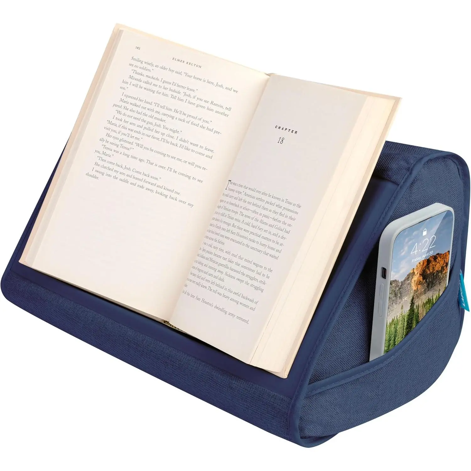 Book Pillow – Lap Reading Cushion with-in Book Stand – Fits 6x9 Books & Similar Sizes – Denim Blue – Style No.33203