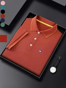 Men's Regular Fit Geometric Print Casual Collared Polo Shirt, Casual Short Sleeve Half Zip Top for Summer, Fashion Men's Clothes for Daily Wear, Gamis