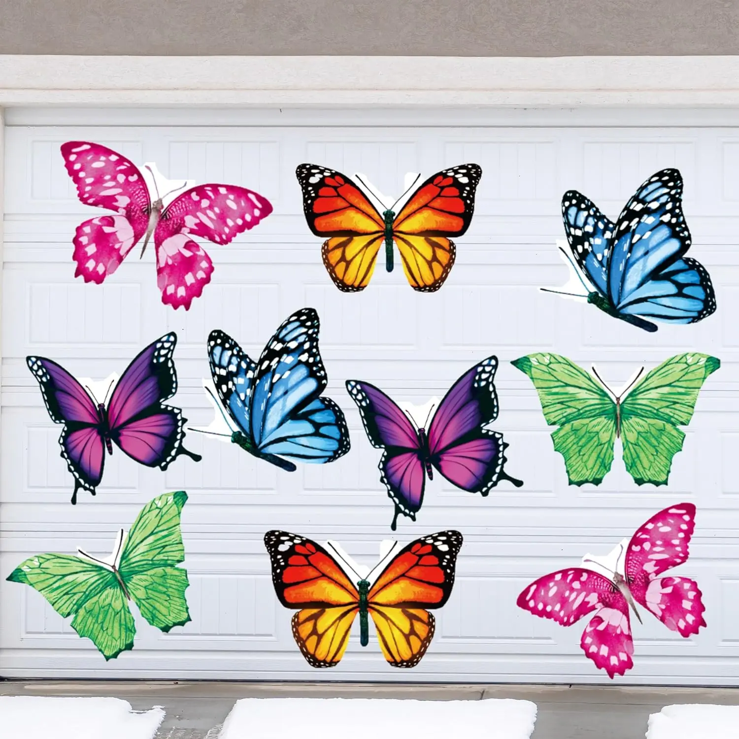 Crtiin 10 Pcs 12 Inch Butterfly Garage Door Magnets Magnetic Garage Door Decor Magnet Butterfly Doors Decorations Car Magnet Sticker for Refrigerator Decor(Elegant)