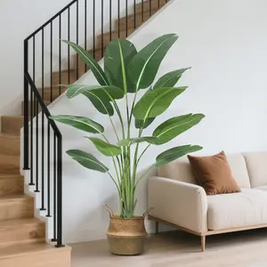 Tropical 6FT Artificial Indoor Tree - Faux 8-Trunk Bird of Paradise Palm, Tall Fake Floor Plant with Planter, Natural-Look Indoor/Outdoor Greenery for Home Office Decor (Multiple Heights Available), Indoor Greenery