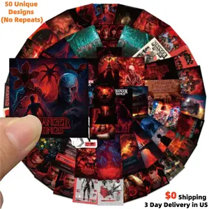 54PCS 80s Retro Sci-Fi Horror Stickers Spooky Mystery Vinyl Decals for E-reader Laptop Water Bottle & Phone Case Aesthetic Vintage TV Series Gift for Fans High Quality Mystery Sticker Pack - Smartphone