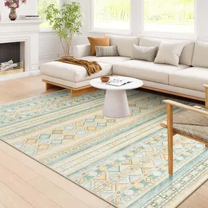 6x9 Feet Machine washable Area Rug, Non-sliping,Bohemian Style Imitation cashmere Carpet For Living room, Bedroom,Dining room,Chic Fabric Rugs to Refresh Your Home,Yellow, Blue, Gray, Pink, Green, Purple, 4x6, 5x8, 6x9 Feet