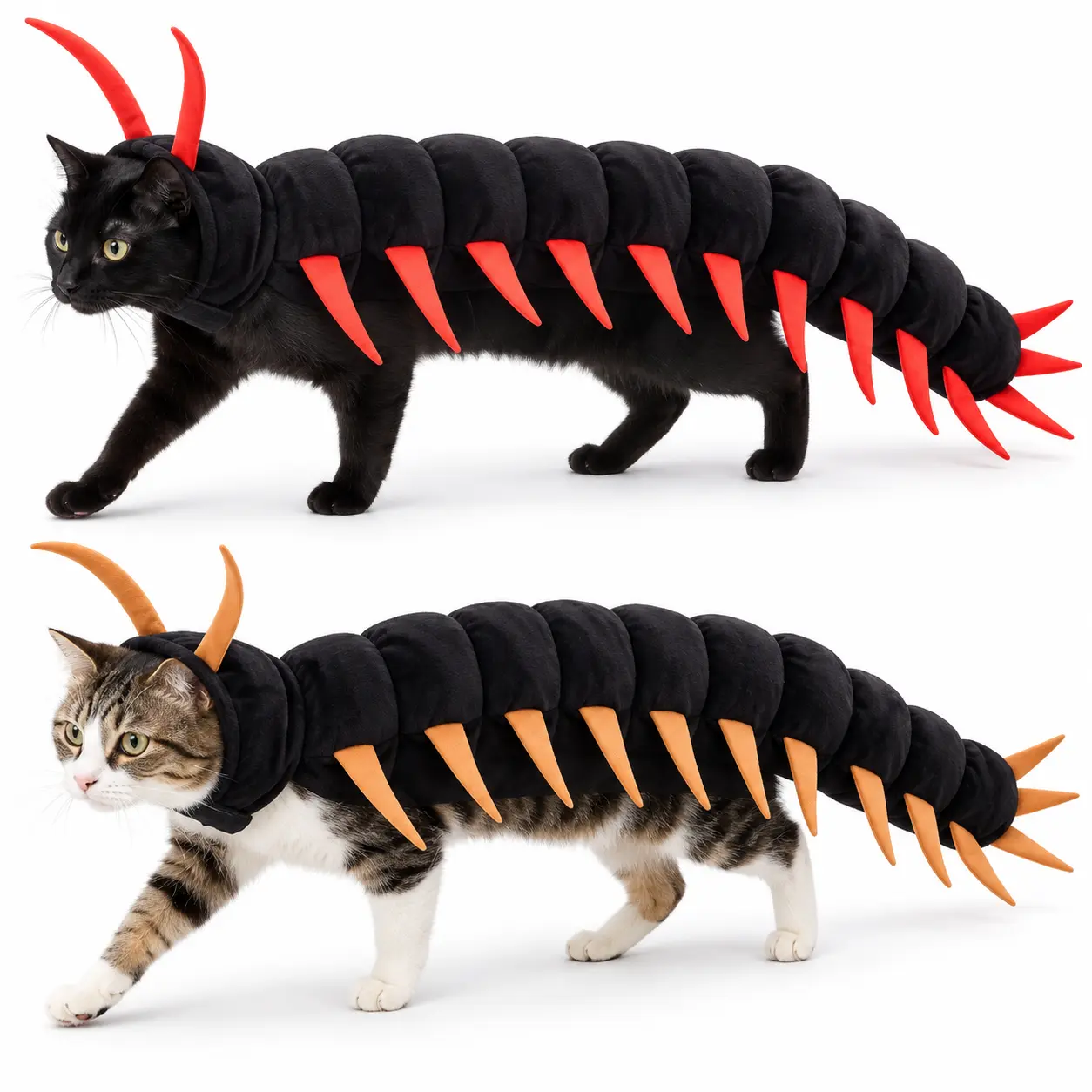 Halloween Cat Costume - Black & Red, Black & Brown Color Options - Festive Pet Outfit for Halloween Celebrations