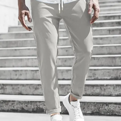 Men's Solid Color Drawstring Waist Pants, Regular Fit Casual Comfy Trousers for Spring & Fall, Men's Bottoms for Daily Wear, Adjustable Waist Pants, Casual Minimalist Trousers