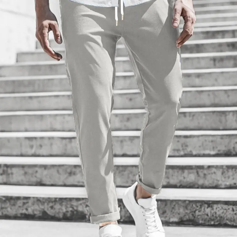 Men's Solid Color Drawstring Waist Pants, Regular Fit Casual Comfy Trousers for Spring & Fall, Men's Bottoms for Daily Wear, Adjustable Waist Pants, Casual Minimalist Trousers