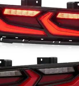 LED Tail Lights Assembly for 2014 2015 Chevrolet Chevy Camaro, C8 Style Rear Lights with Sequential Turn Signal LED bar