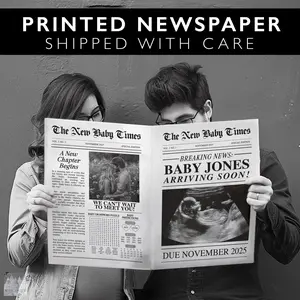 Newspaper Pregnancy Announcement. Newspaper Baby Announcement. Custom Coming Soon. Expecting Baby Times. Printed Physical Item. Personalized