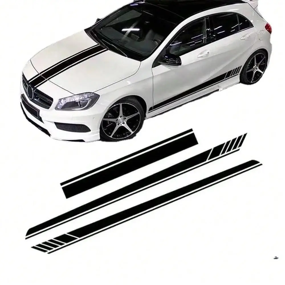 Car Body Sticker Kit, Car Scratch Cover Decoration Decals, Creative Stripes for Body, Side Skirts, Hood, Universal Car Sticker, Decal for Cars, Vehicle Exterior Decoration, Car Decorative Sticker, Car Decorations