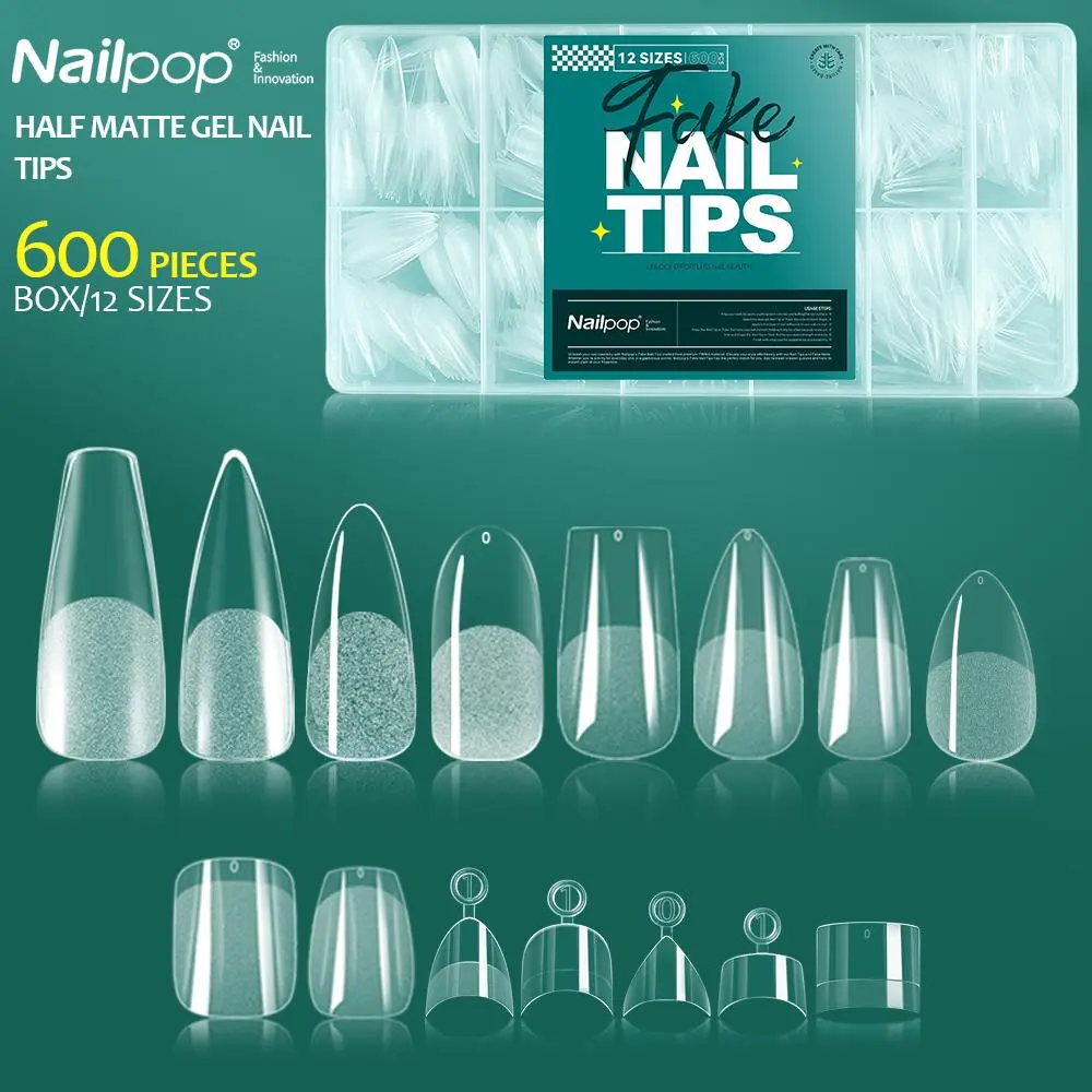 600PCS Soft Gel X Nail Tips Full Cover Coffin Stiletto Fake Nails Extra Short Almond Square Soak Off Gel False Nail Tips