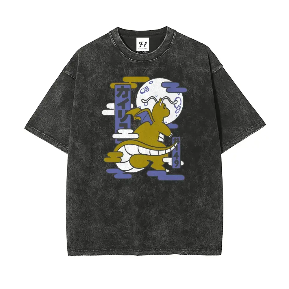 Men's Retro Dragon Graphic T-Shirt - Casual Short-Sleeve Streetwear Top for Friends Who Love Anime, Soft Breathable Crew Neck Loose-Fitting Tshirt