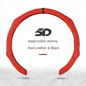 Steering Wheel Cover with Install Non-Slip Breathable Ultra-Thin All-Season, Premium Nappa Leather, Fits 15" Steering Wheels for GMC, Chevy, Toyota Camry, Corolla, RAV4, Highlander, Sienna, Avalon, CHR, Land Cruiser, Yaris Vehicle Truck Steeringwheelcover