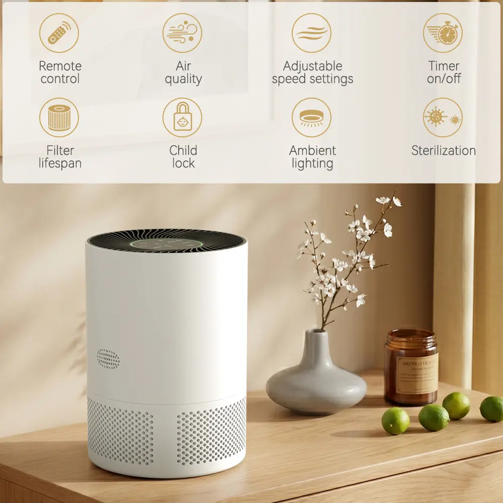Quiet Air Purifier for Allergies & Sleep – H13 HEPA + Carbon Filter, App Control & Timer for Living Room Bedroom
