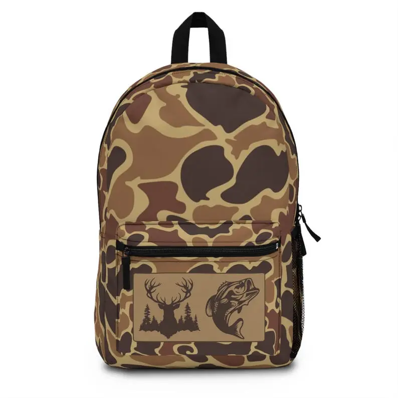 [ BEST 2026 GIFT] Camo Backpack: Deer & Fish Design, Hunting Travel Bag Kathryn Lynn