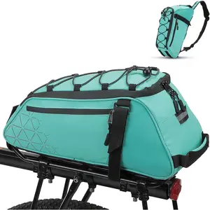 Rear Bike Rack Bag - 8L PVC Water Resistant Ebike Bags for Bicycle Rear Rack, Bicycle Trunk Pannier for Commuter Travel Shopping and Cycling (Green)