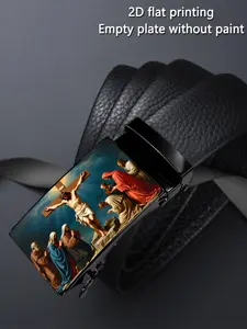 Men's Belt with 2D Art Design, Artistic Detail, Automatic Buckle, Business Casual, Perfect for Father's Day & Valentine's Gift, All Seasons