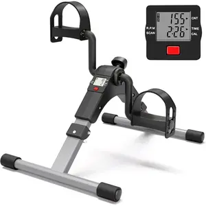 Pedal Exerciser Desk Exercise   and Arm Exercise  with LCD  Foldable and Porable (Black/Grey)