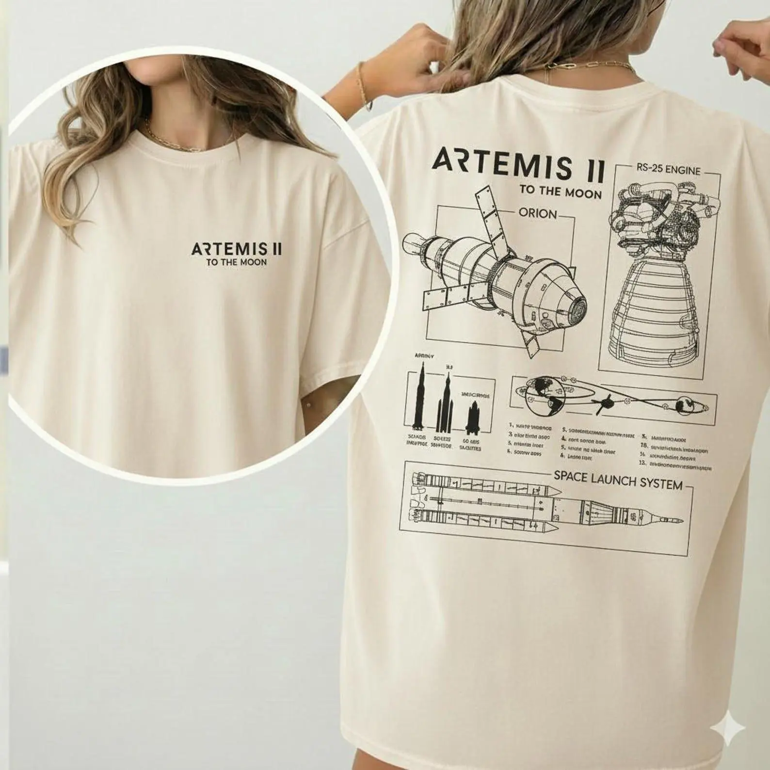 Artemis II To The Moon Orion Spacecraft T-Shirt, Lunar Orbit Expedition Apparel