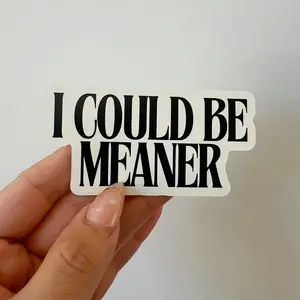 I Could Be Meaner Sticker: Minimalist Edgy Humor Vinyl Decal, Laptop Water Bottle Decal