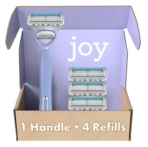 joy Razors for Women, 1 Handle, 4 Razor Blade Refills, Lavender, Lubrastrip to Help Avoid Skin Irritation