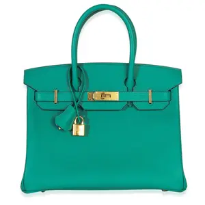 Pre-owned HERMÈS leather Shoulder Bags NY151709 Vert Jade Epsom Birkin 30 GHW