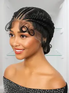 Women's Elegant Synthetic Lace Wiglet, Detachable Low Ponytail Hairpiece, Handmade Knot-Free Braided Design, Short Style for Ladies, Box Braided Wigs