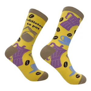Women's Addicted to Pot Socks Funny Coffee Bean Caffeine Lovers Footwear Funny Graphic Socks Comfortable Fitted Spandex Cotton