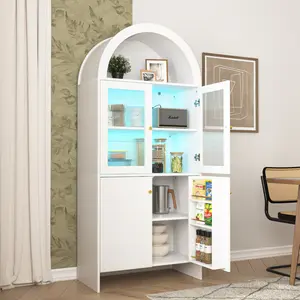 Modern Tech-Inspired MDF Dome Cabinet - A Smart Combination of Snack Storage and LED Lighting.