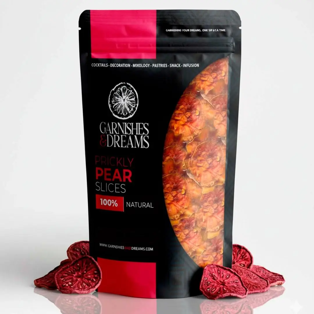 Garnishes & Dreams Dehydrated & Dried Prickly Pear Slices – Pink Exotic Cactus Fruit for Cocktails, Margaritas, Mixology & Desserts, Natural Edible Garnish, No Sugar Added