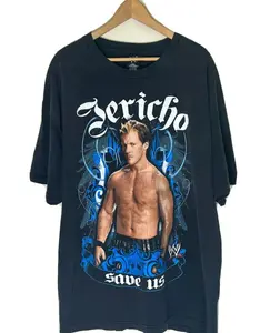Vintage Chris Jericho Shirt Y2K Black Short Sleeve Crew Neck Wrestling WWE 2XL
