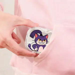 High Ponytail Purple Cat Printed Braces Box, Minimalist Cute Denture Box, Portable Travel Orthodontic Retainer Storage Case, Dust-Proof Pressure-Resistant Invisible Braces Box
