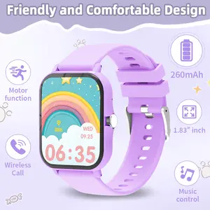 1.83 Inch HD Touchscreen Kid Smartwatch, BT-compatible Call, Message Notification, Custom Dynamic Watch Face, Fitness Tracker, Calculator,Camera Remote,Pedometer Unisex Wearable Gift,Smartwatch for Boy and Girl,Compatible with iOS and Android