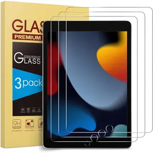 P-PCS013    3 Pack Screen Protector for iPad 9th 8th 7th Generation 10.2 Inch (2021/2020/2019 Model), Tempered Glass for iPad 10.2