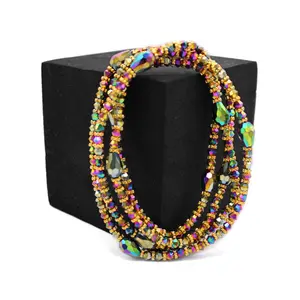 Jaljali Handmade Luxurious and Elegant Stretchy African Waist Beads Majestic Ecliple (Rainbow)