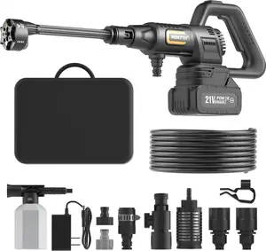 Cordless Pressure Washer Battery Powered; 990PSI Cordless Power Washer with 6-in-1 Nozzle, 23FT High-Elastic Hose, 21V Battery&Charger; Portable Handheld Pressure Washer Cleaner for Home (5022-BK2)