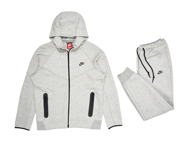 Nike Sportswear Tech Fleece Full-Zip Hoodie & Joggers Set Dark Heather Grey/Black (men) by StockX