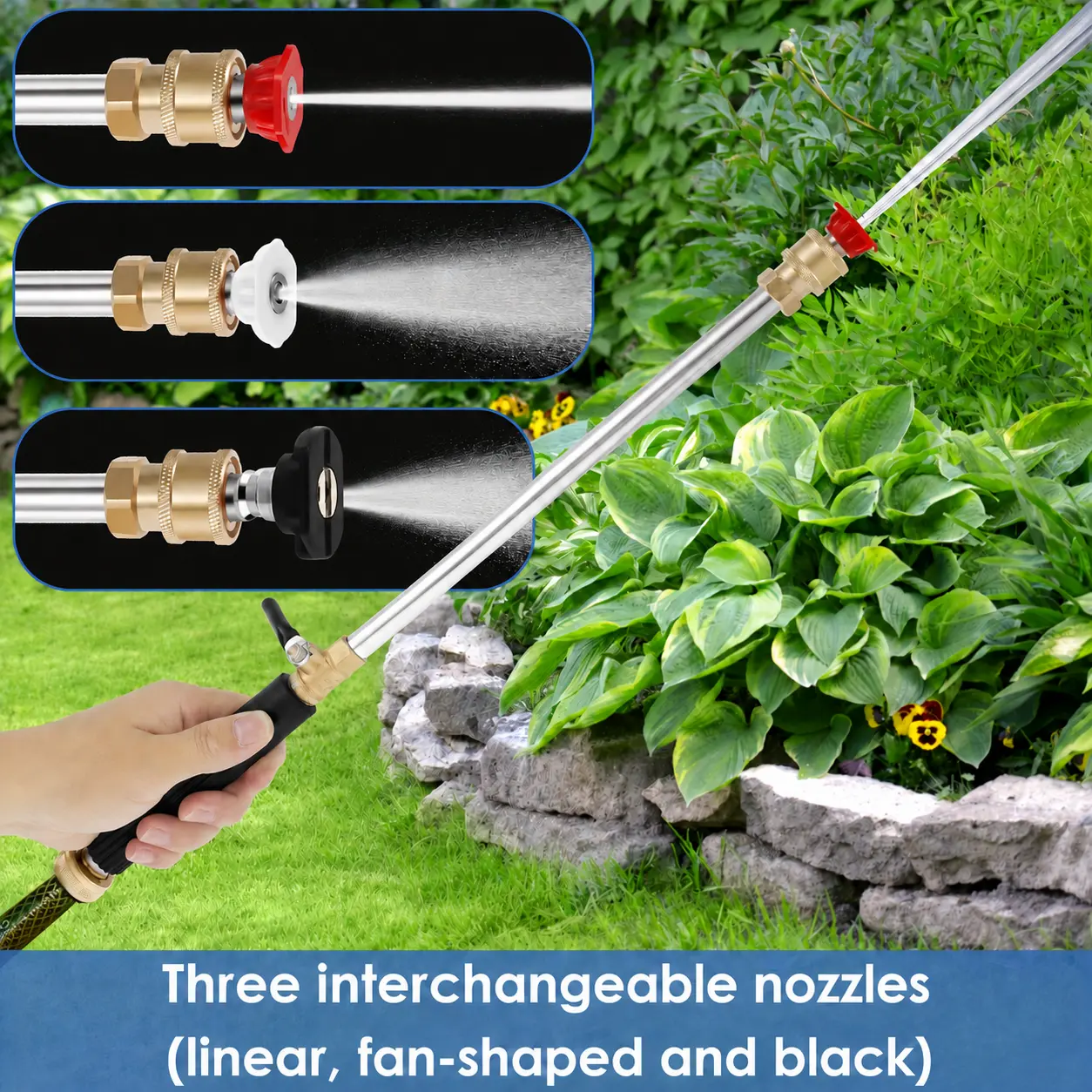 Heavy Duty High Pressure Washer Wand with 3 Nozzles - Multifunctional Garden Hose Attachment, Efficiently Cleans Cars & Patios, Durable Aluminum Alloy Material