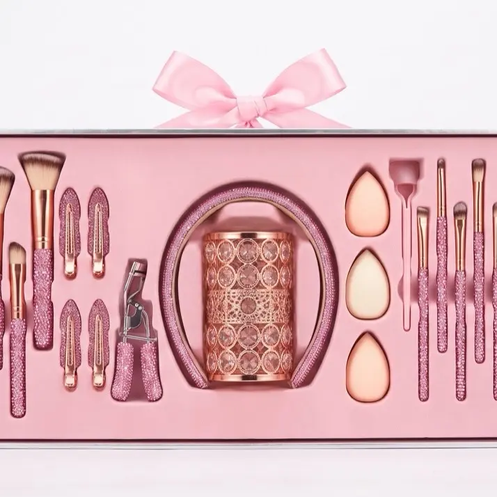 Unlock your Glam: Diamonte Rosé 32 piece premium makeup brush collection