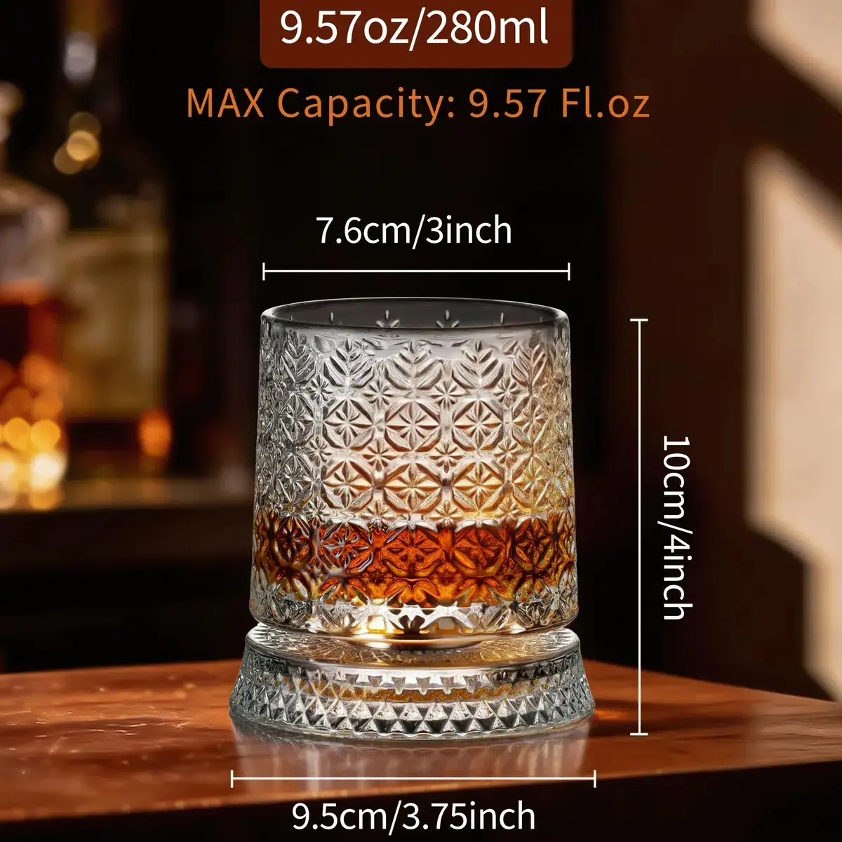 Snowflake Rotating Whiskey Glass 2 pack