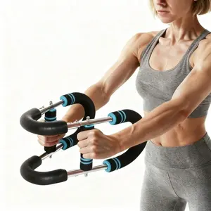 Sky Blue U-Shaped Arm Strength Trainer, 3-Gear Adjustable Multifunctional Spring Fitness Equipment for Home Body Shaping