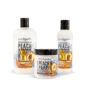 Brighten & Glow Peach & Papaya Bath Essentials 3pc Set Body Care Comfort Apricot