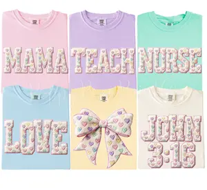 Faux Heart Patch Shirt Comfort Colors, Trendy Women's Valentine's Day Tshirt
