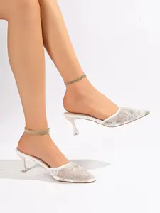 Women's Mesh Embroidered Pointed Toe Slip-On Shoes, French Style Elegant Wedding Shoes, Daily Commute Versatile Footwear