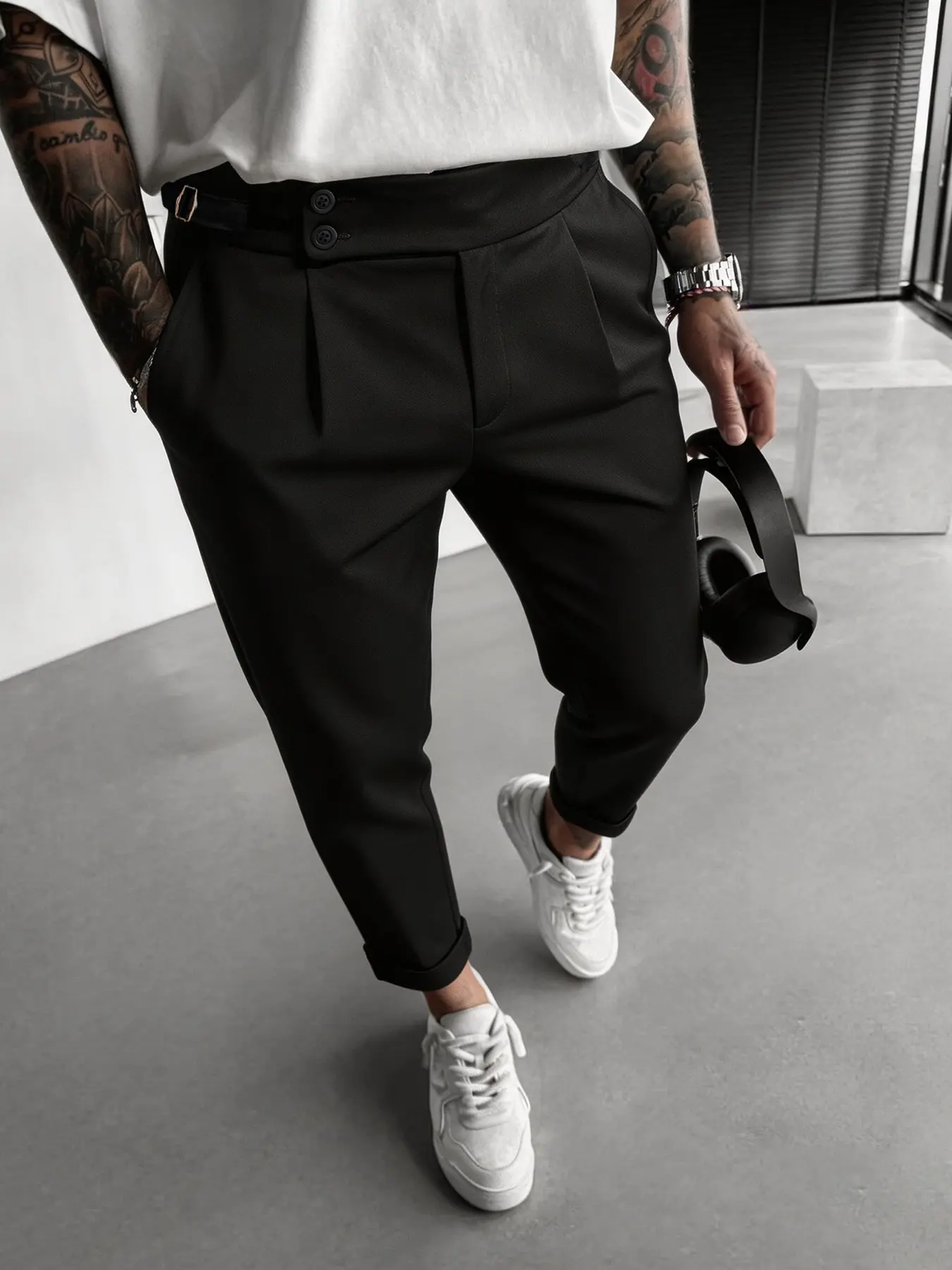 Men's Four-Season Suit Pants, Wrinkle-Free Casual Business Long Pants, /blue/, Fitted Ankle-Length Design, Office/wedding Wear, Formal Wear, Menswear, Fabric