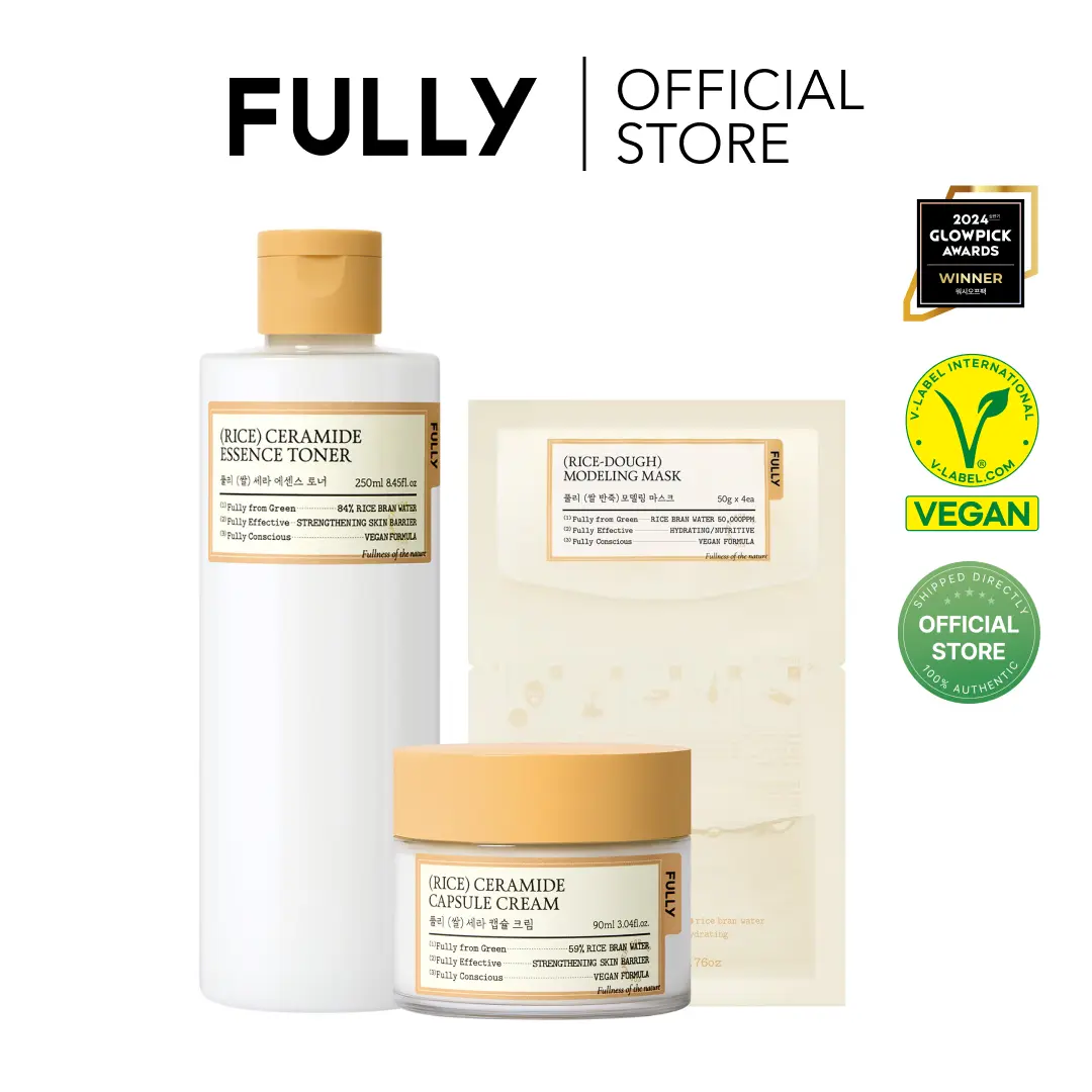 Rice Ceramide Essence Toner + Cream + Rice-Dough M