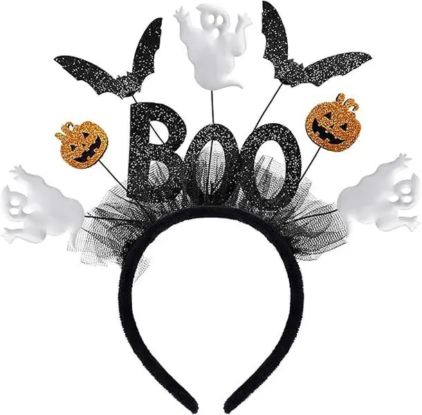 Cute Halloween Headband BOO Ghost Headband Sparkling Halloween Headbands Women Girls Halloween Costume