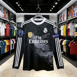 7# Ronaldo 14 15 3rd Away Blac Soccer Jersey CR7 Fans Version Long Sleeve Jersey