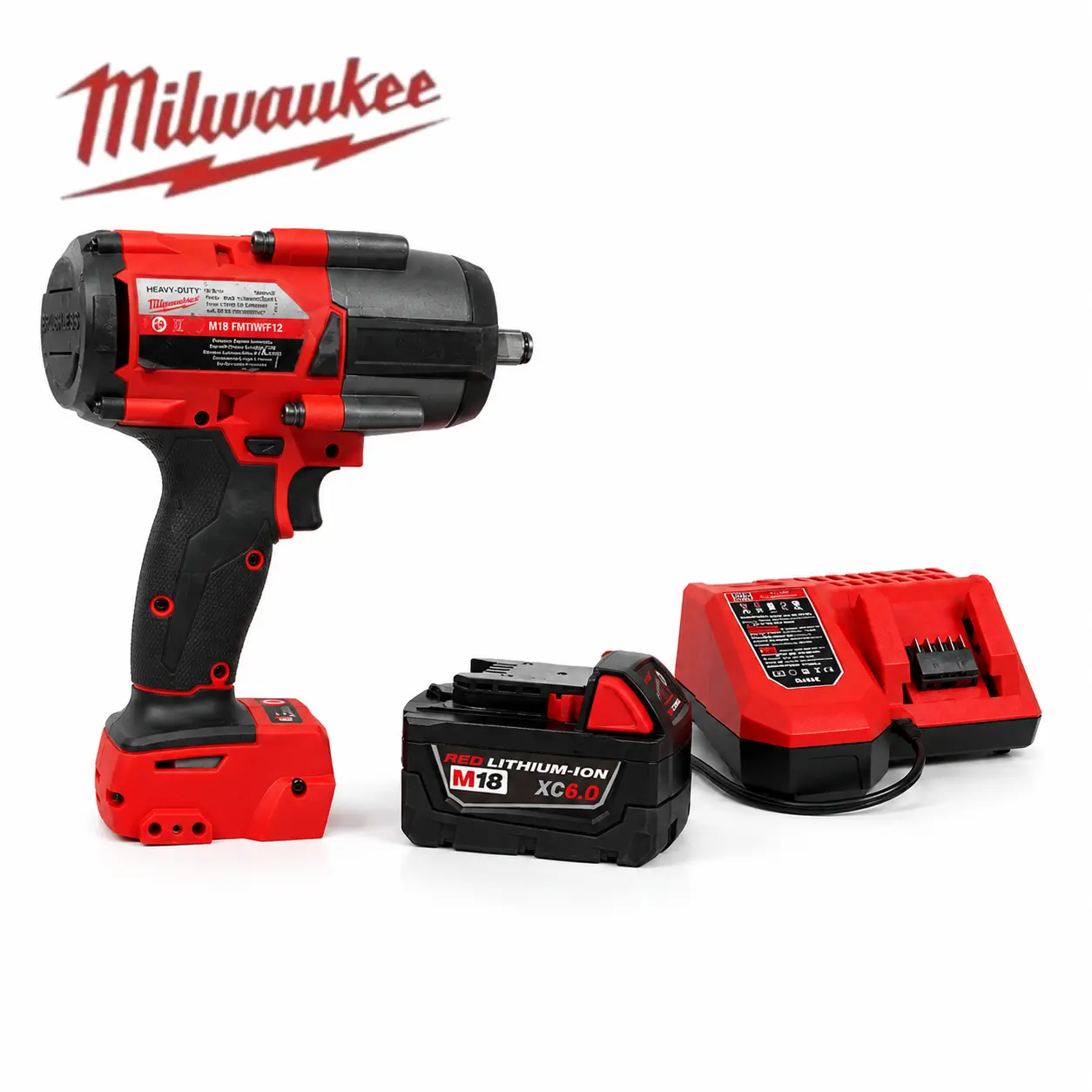 Milwaukee M18 1000NM High Torque Impact Wrench, 1/2" Drive Cordless Power Tool with 1 Battery, 1 Charger & Included Cells - for Heavy Equipment Maintenance, Truck Tire Service, Construction Bolt Removal (Only Tool), Batteries