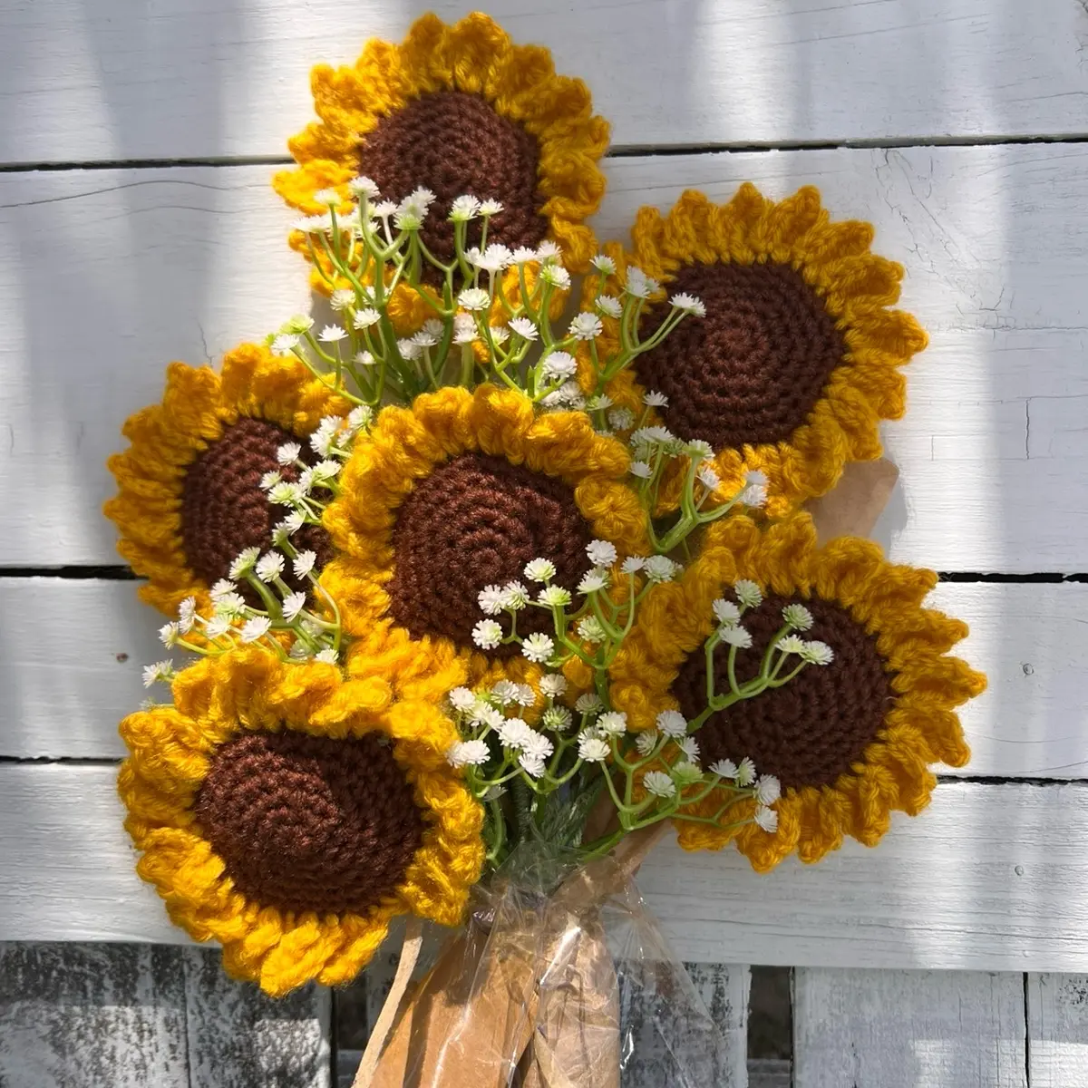 Handmade Crocheted Sunflower Bouquet Gift