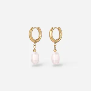 Lola Baroque Freshwater Pearl Earrings 18k gold, Waterproof Jewelry, Tarnish-resistant and Hypoallergenic  dangle earring