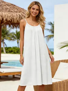 Sexy Backless Nightdress, Loose-Fitting Sleeveless Sleepwear, Elegant Minimalist Drawstring Design, Medium-Length Home Dress, One Piece